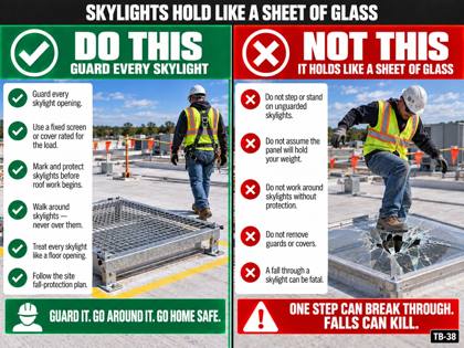 Placard: Skylights hold like a sheet of glass