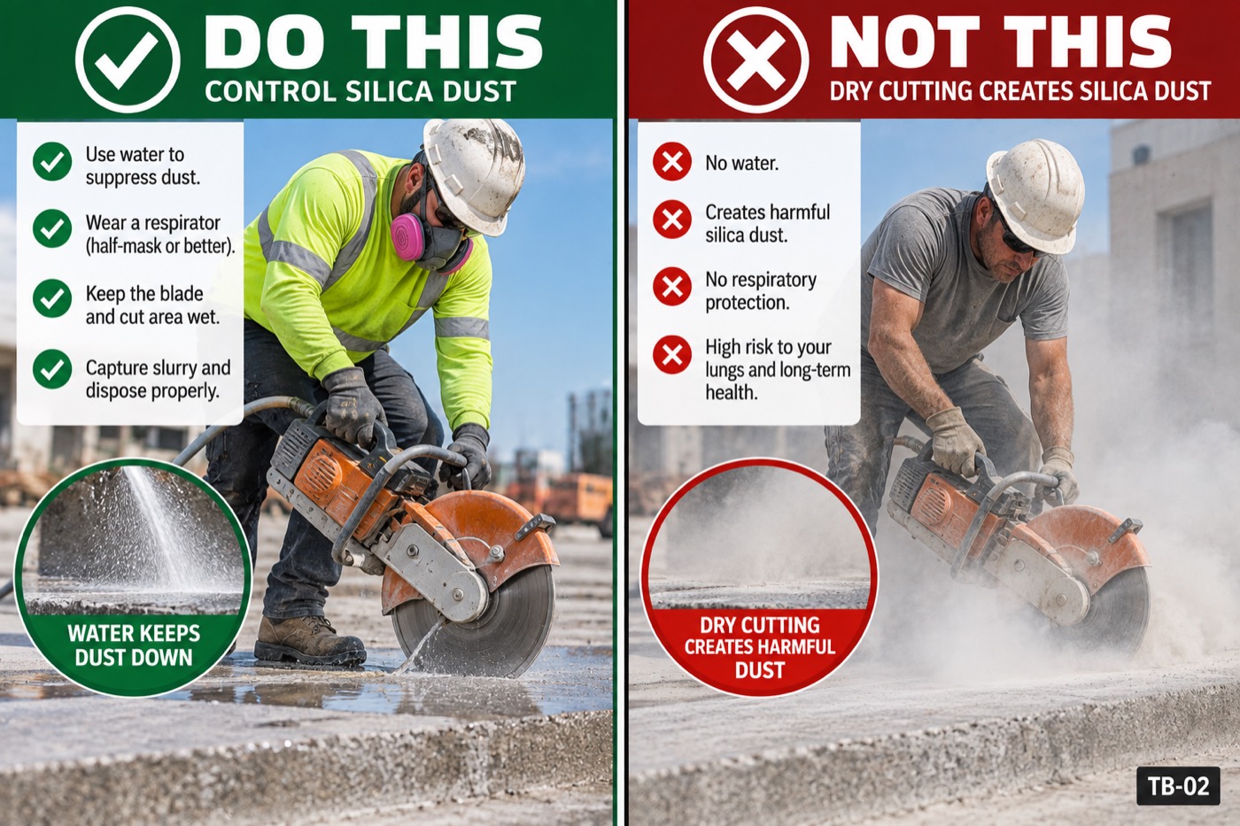 Silica dust when you are cutting concrete: the placard for this talk