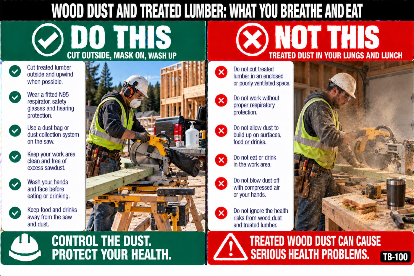 Wood dust and treated lumber: what you breathe and eat: the placard for this talk