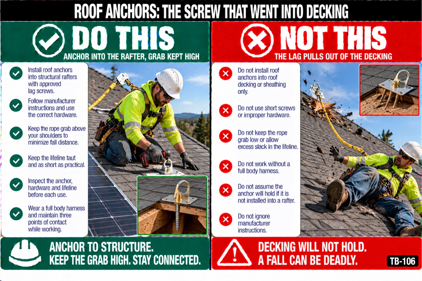 Roof anchors: the screw that went into decking: the placard for this talk
