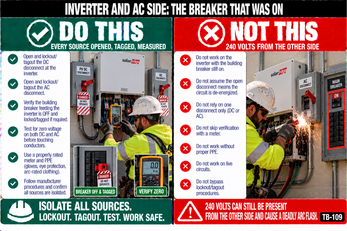Inverter and AC side: the breaker that was on: the placard for this talk