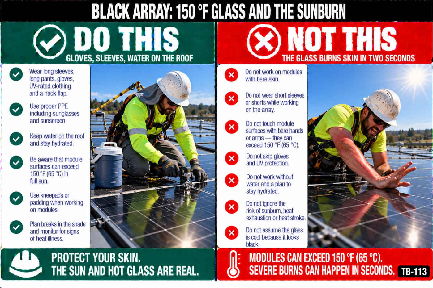 Black array: 150 °F glass and the sunburn: the placard for this talk
