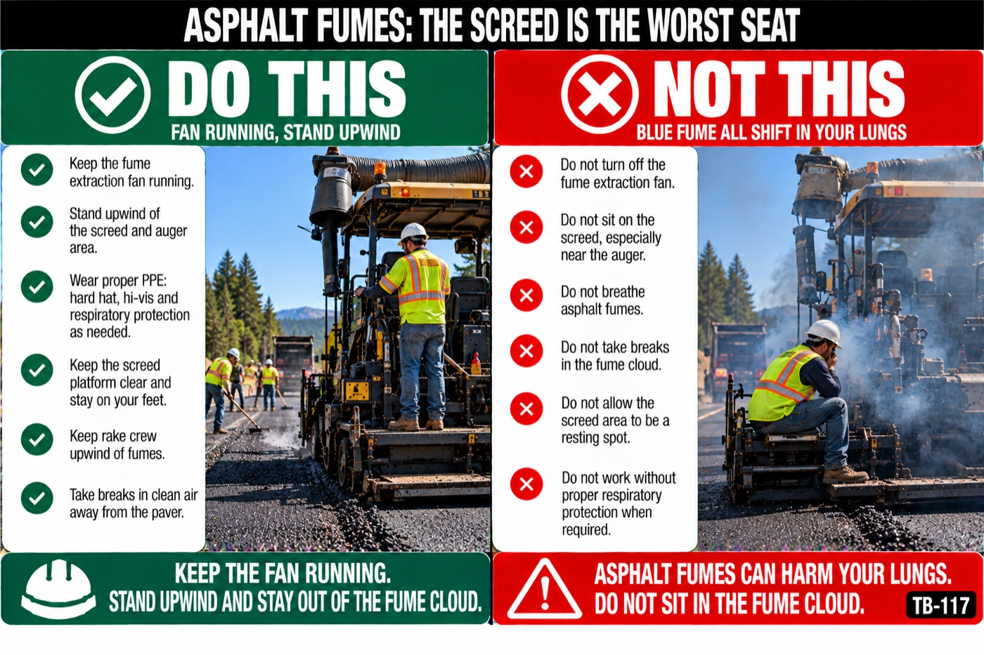 Asphalt fumes: the screed is the worst seat: the placard for this talk