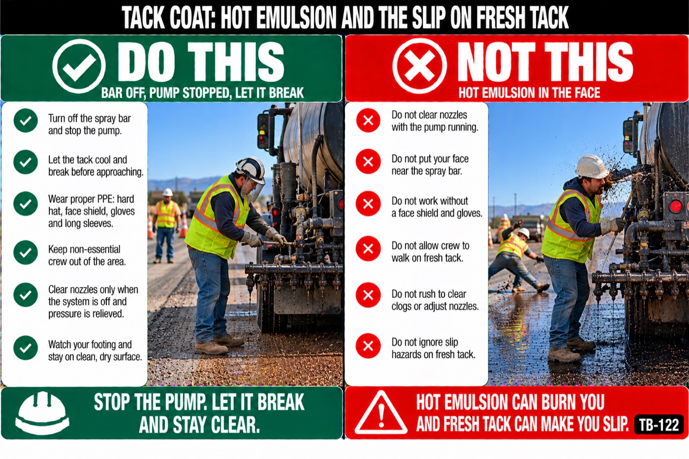 Tack coat: hot emulsion and the slip on fresh tack: the placard for this talk