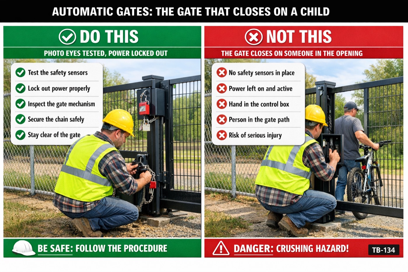 Automatic gates: the gate that closes on a child: the placard for this talk