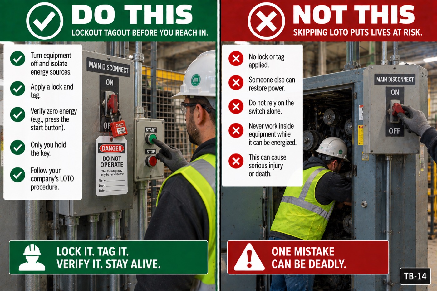 Lockout tagout before you reach in: the placard for this talk