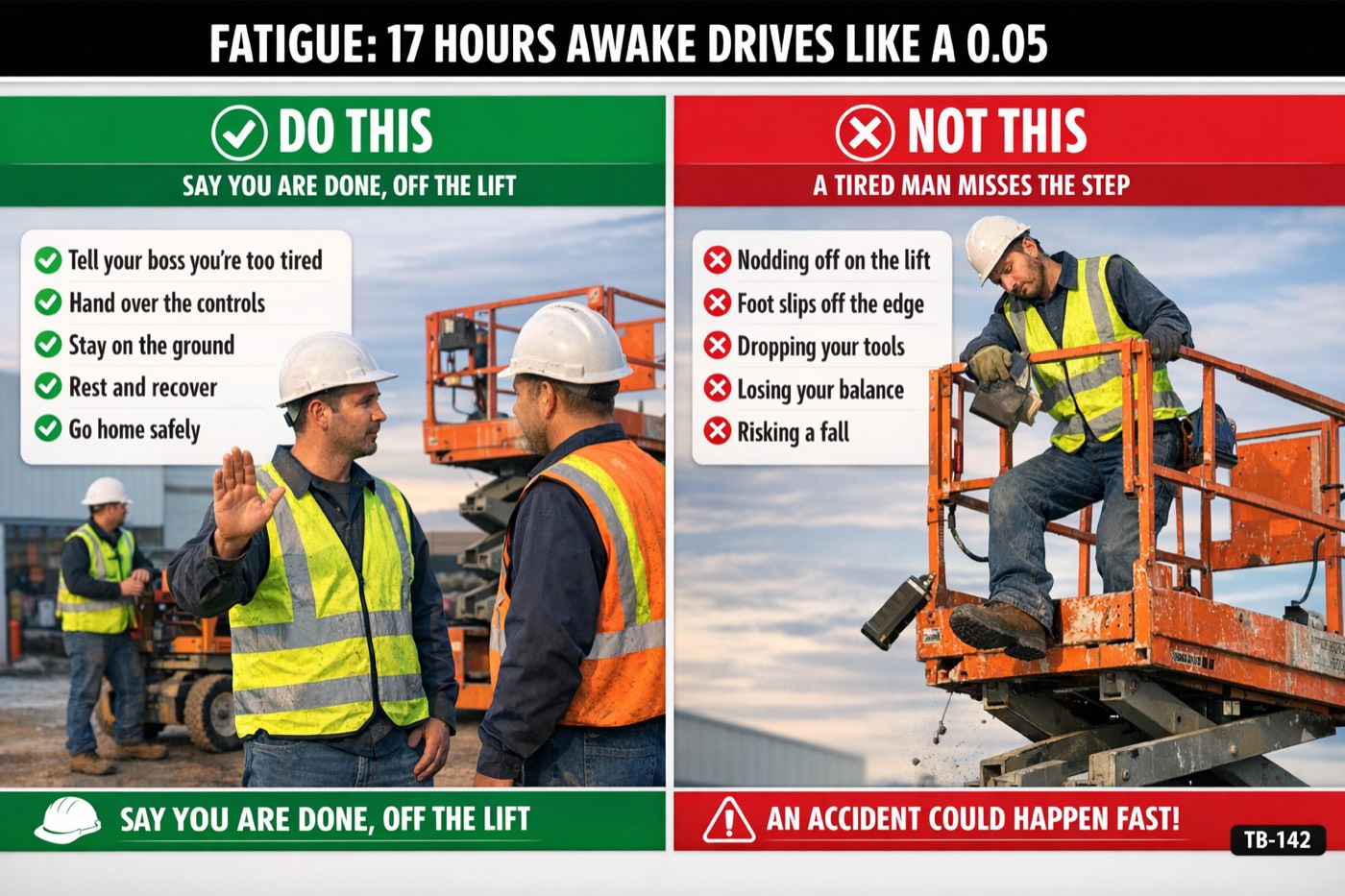 Fatigue: 17 hours awake drives like a 0.05: the placard for this talk