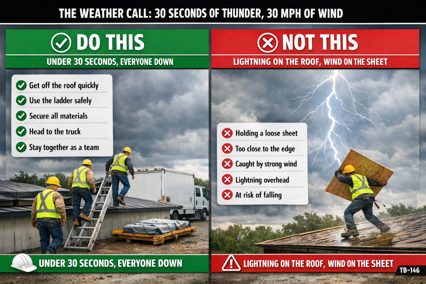 The weather call: 30 seconds of thunder, 30 mph of wind: the placard for this talk