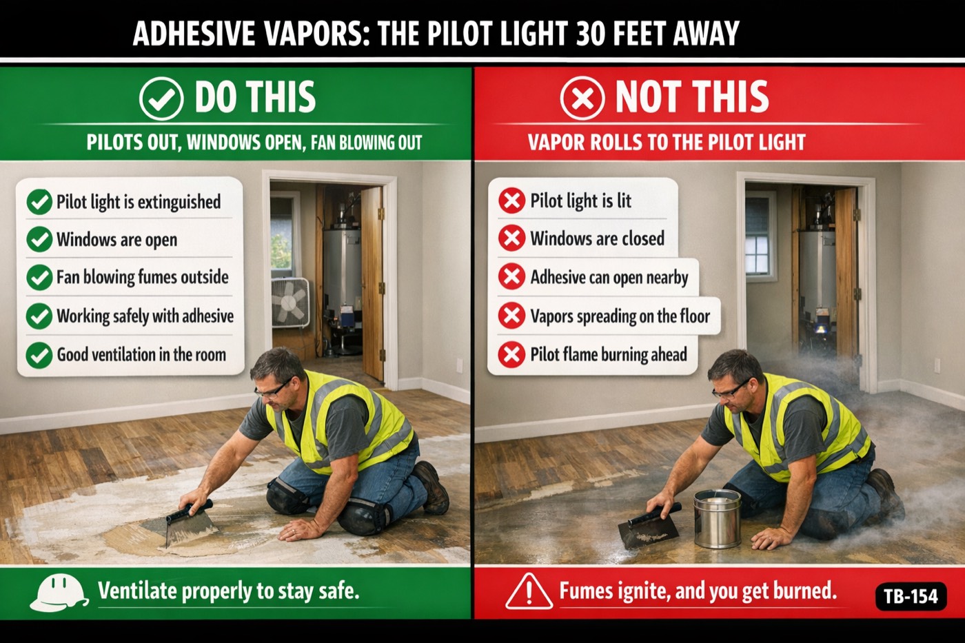 Adhesive vapors: the pilot light 30 feet away: the placard for this talk