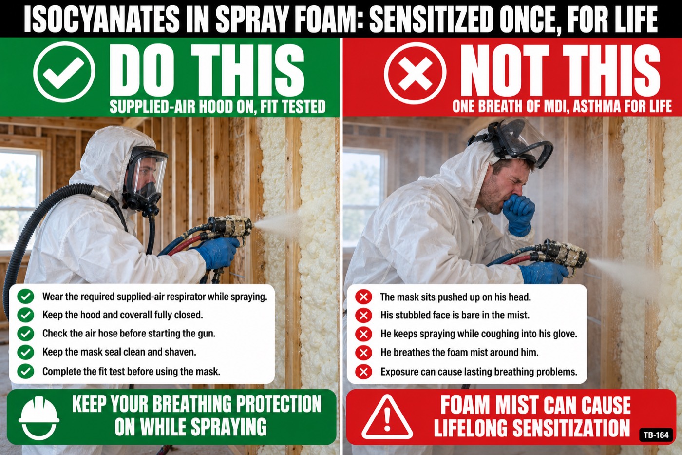 Isocyanates in spray foam: sensitized once, for life: the placard for this talk