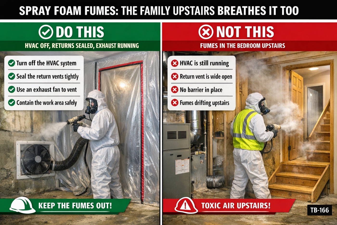 Spray foam fumes: the family upstairs breathes it too: the placard for this talk