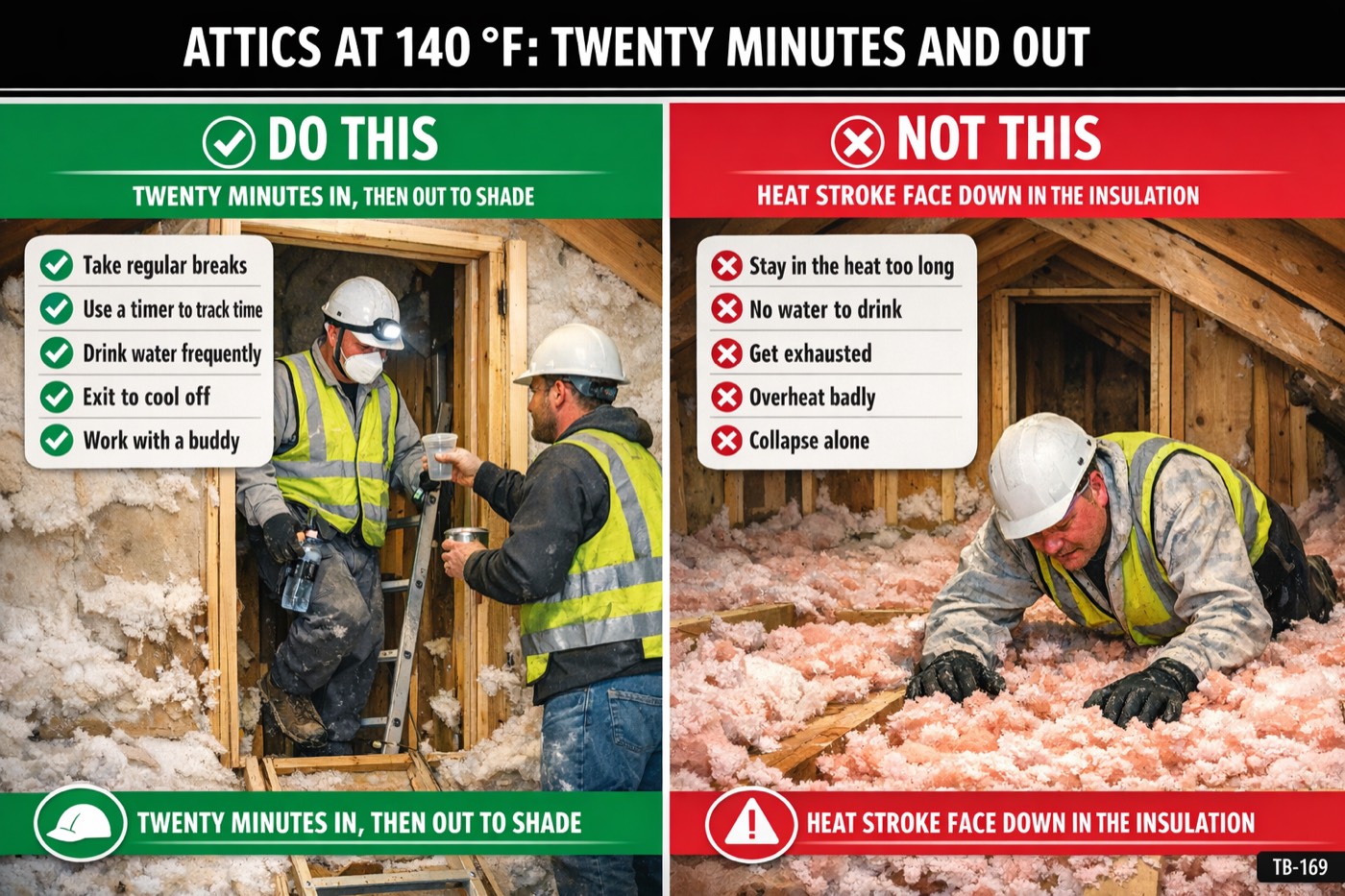 Attics at 140 °F: twenty minutes and out: the placard for this talk
