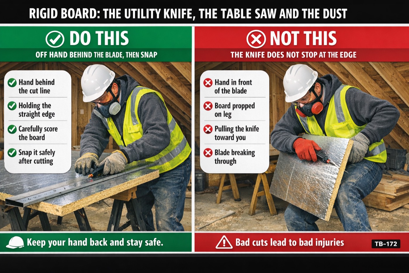 Rigid board: the utility knife, the table saw and the dust: the placard for this talk