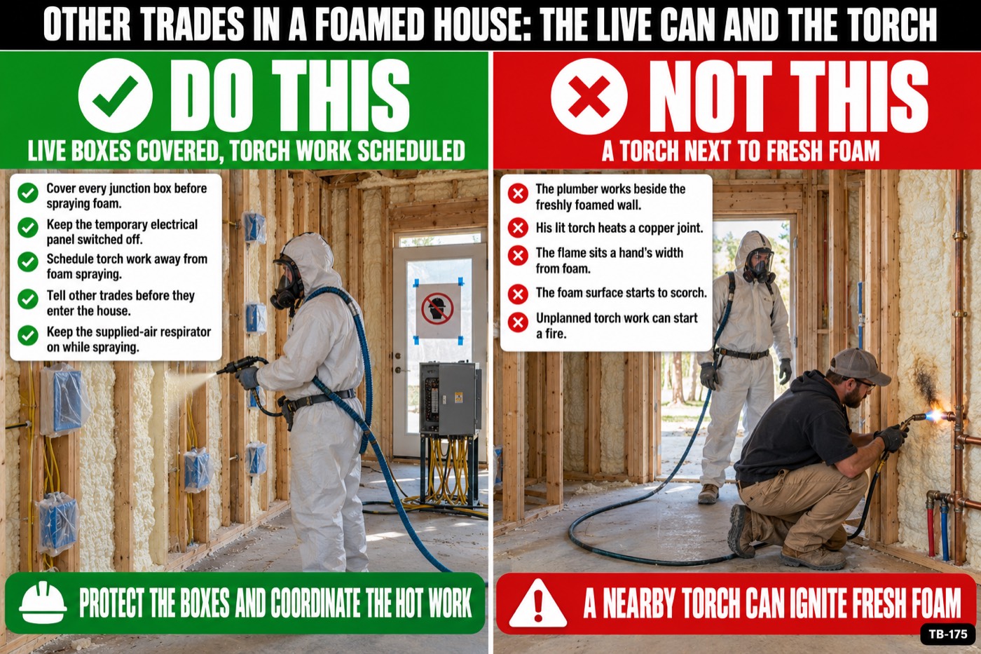 Other trades in a foamed house: the live can and the torch: the placard for this talk