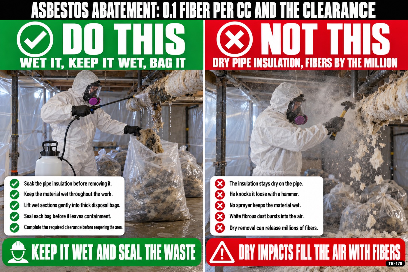 Asbestos abatement: 0.1 fiber per cc and the clearance: the placard for this talk