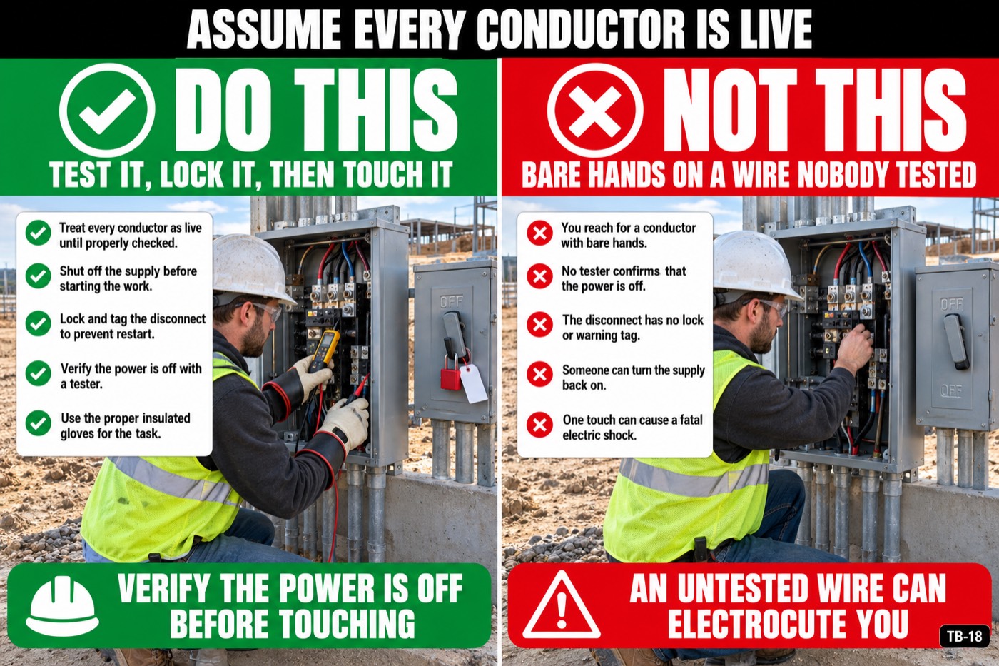 Assume every conductor is live: the placard for this talk