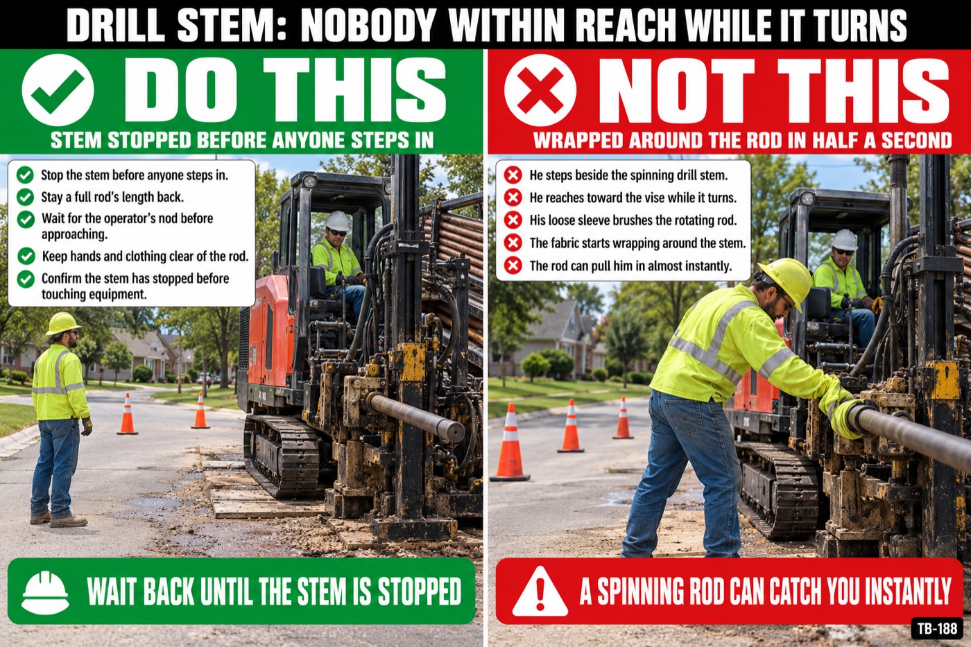 Drill stem: nobody within reach while it turns: the placard for this talk
