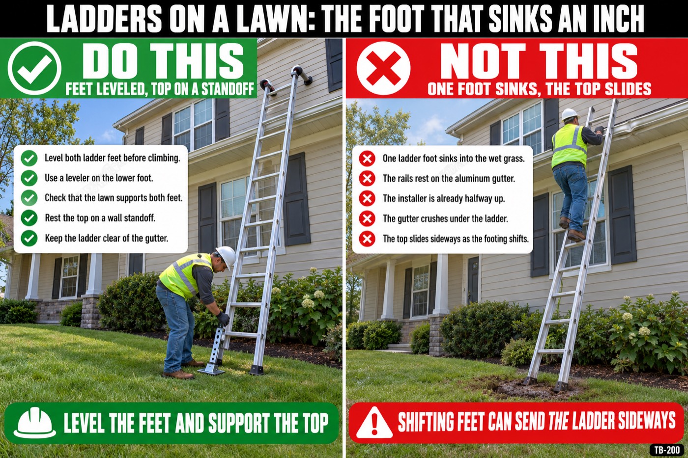 Ladders on a lawn: the foot that sinks an inch: the placard for this talk