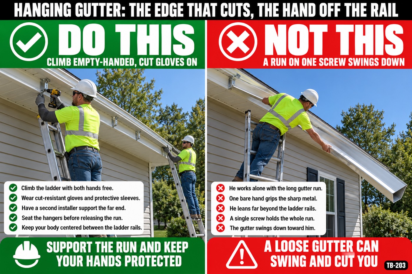 Hanging gutter: the edge that cuts, the hand off the rail: the placard for this talk