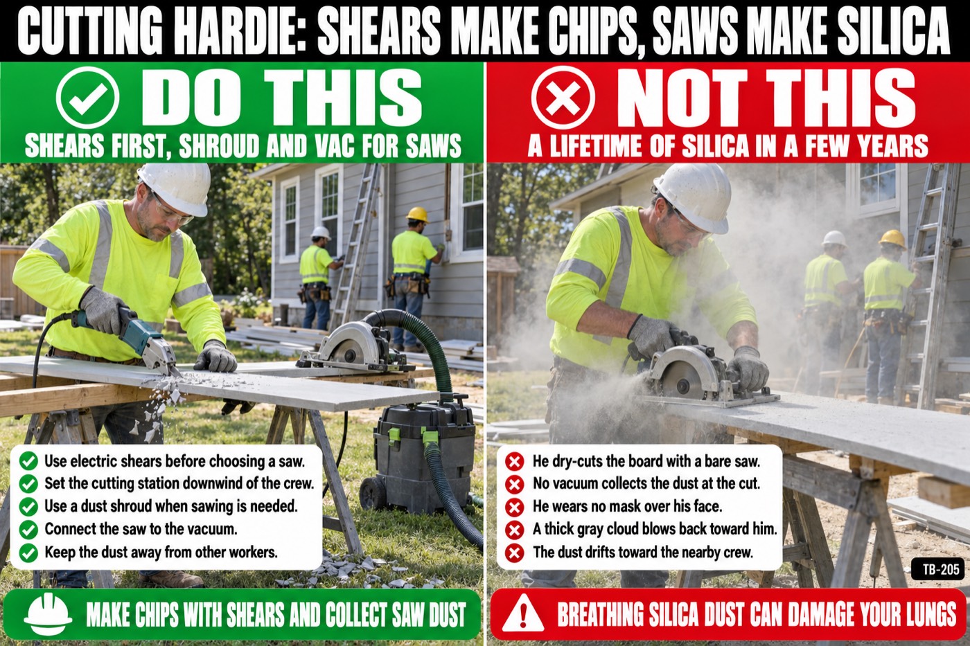 Cutting Hardie: shears make chips, saws make silica: the placard for this talk