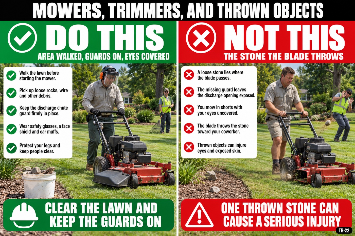 Mowers, trimmers, and thrown objects: the placard for this talk