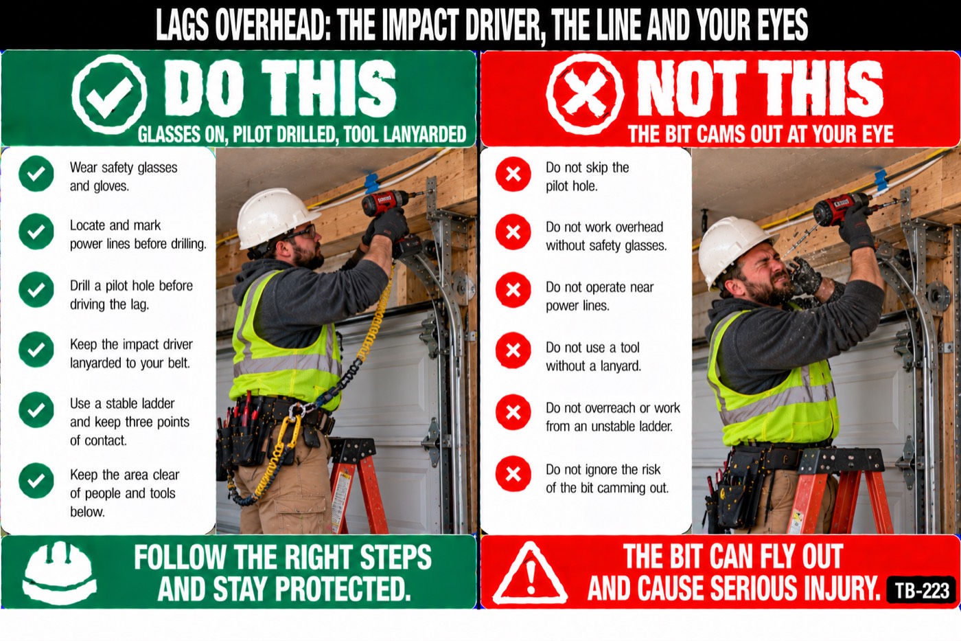 Lags overhead: the impact driver, the line and your eyes: the placard for this talk