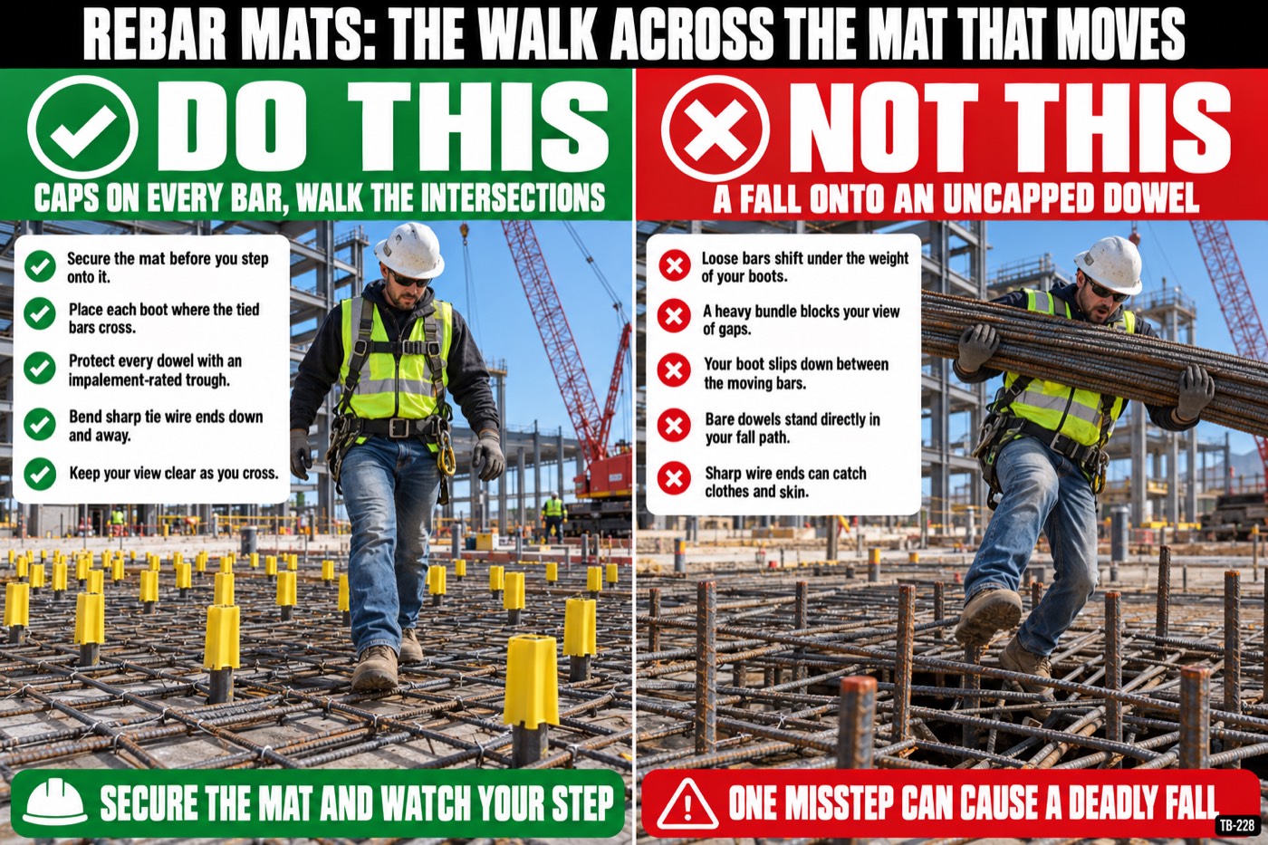 Rebar mats: the walk across the mat that moves: the placard for this talk