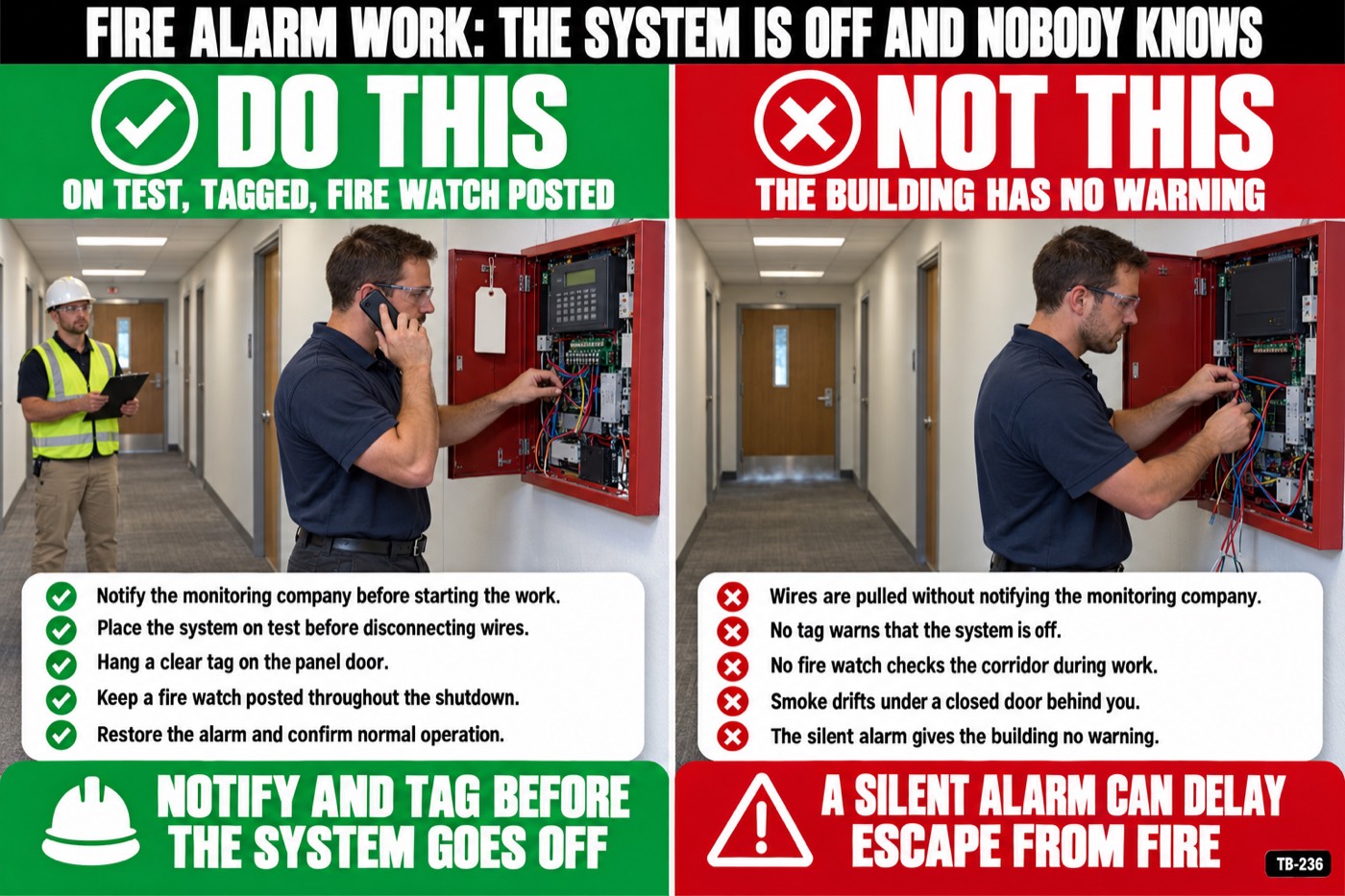 Fire alarm work: the system is off and nobody knows: the placard for this talk