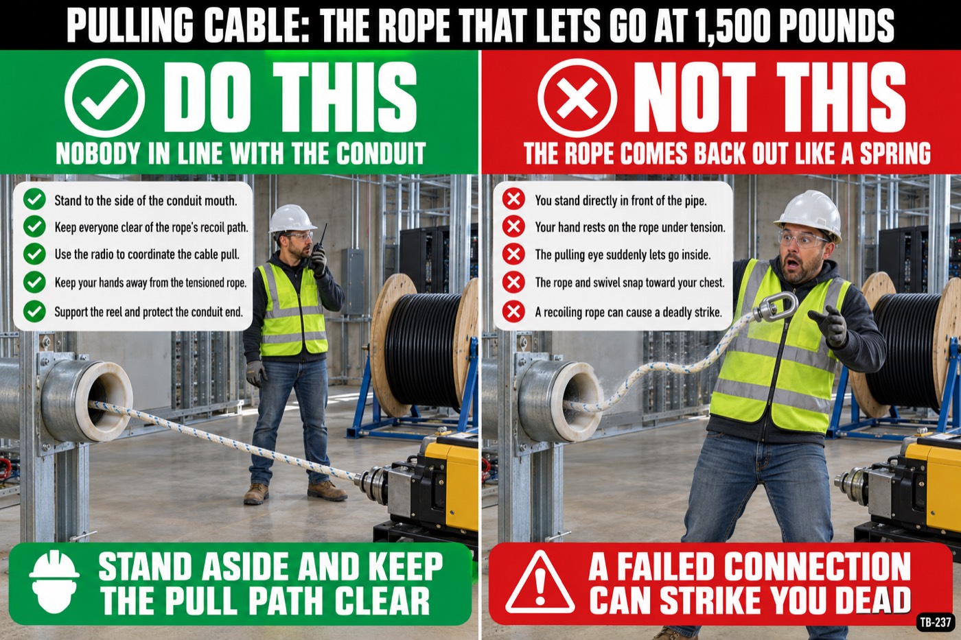 Pulling cable: the rope that lets go at 1,500 pounds: the placard for this talk