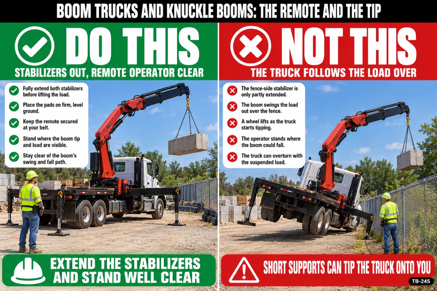 Boom trucks and knuckle booms: the remote and the tip: the placard for this talk