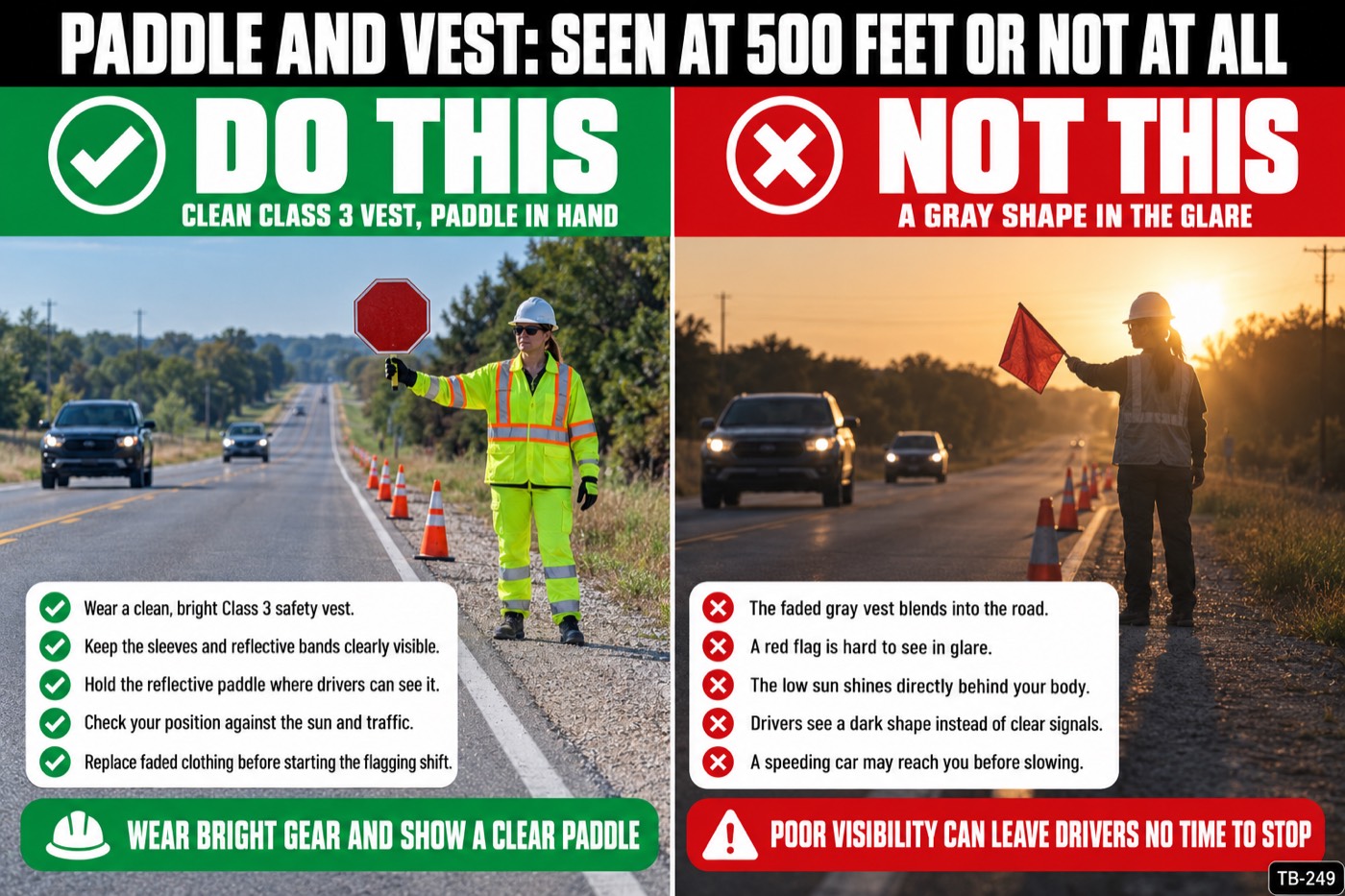 Paddle and vest: seen at 500 feet or not at all: the placard for this talk