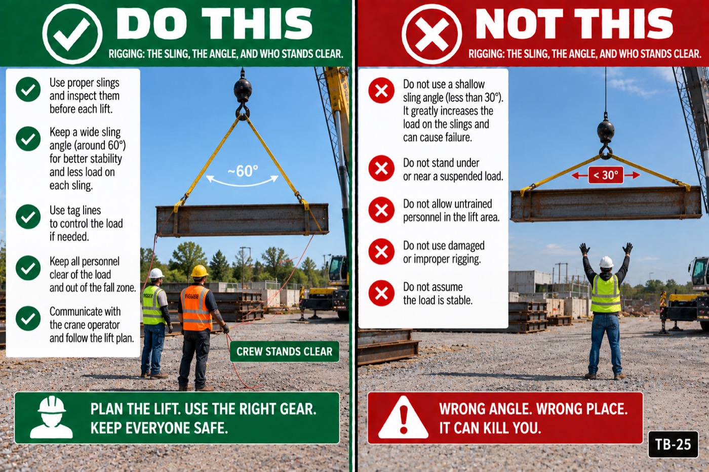 Rigging: the sling, the angle, and who stands clear: the placard for this talk