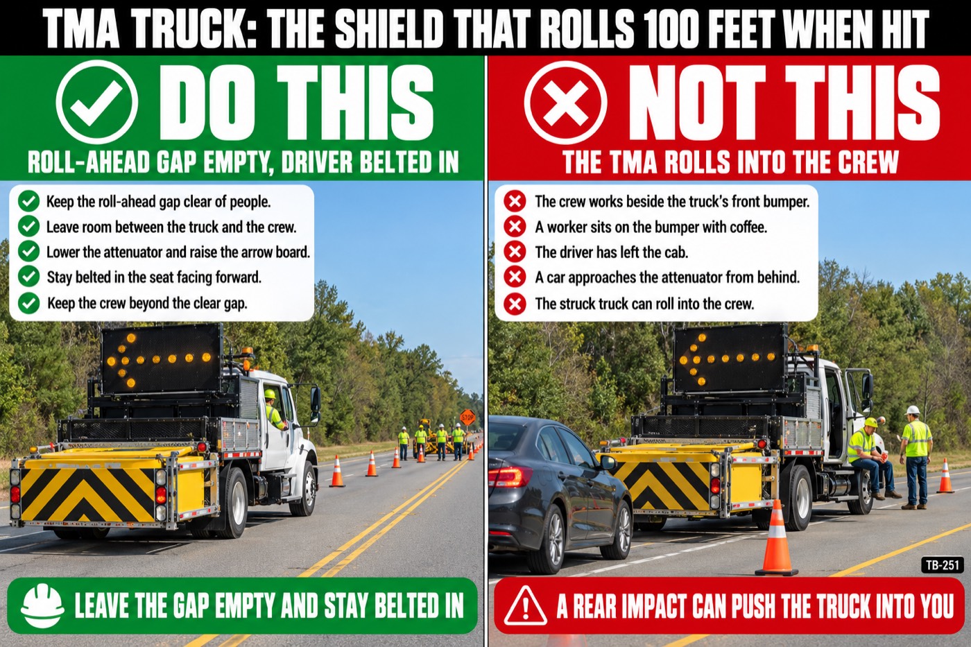 TMA truck: the shield that rolls 100 feet when hit: the placard for this talk