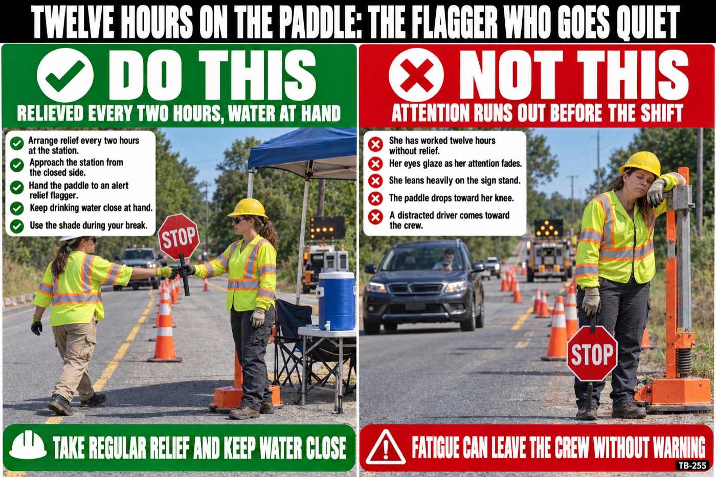 Twelve hours on the paddle: the flagger who goes quiet: the placard for this talk