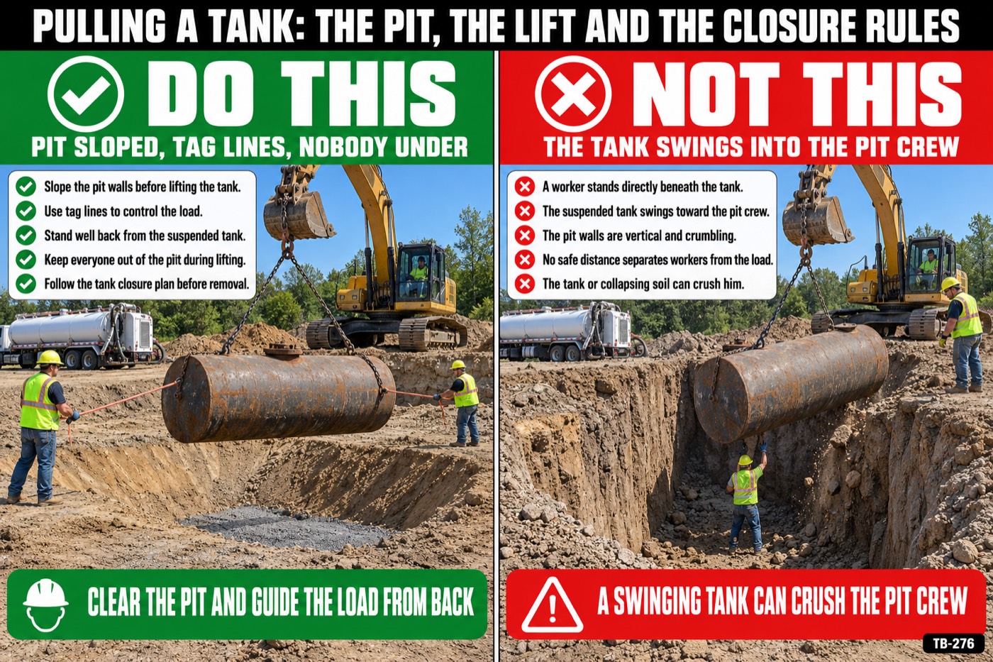 Pulling a tank: the pit, the lift and the closure rules: the placard for this talk