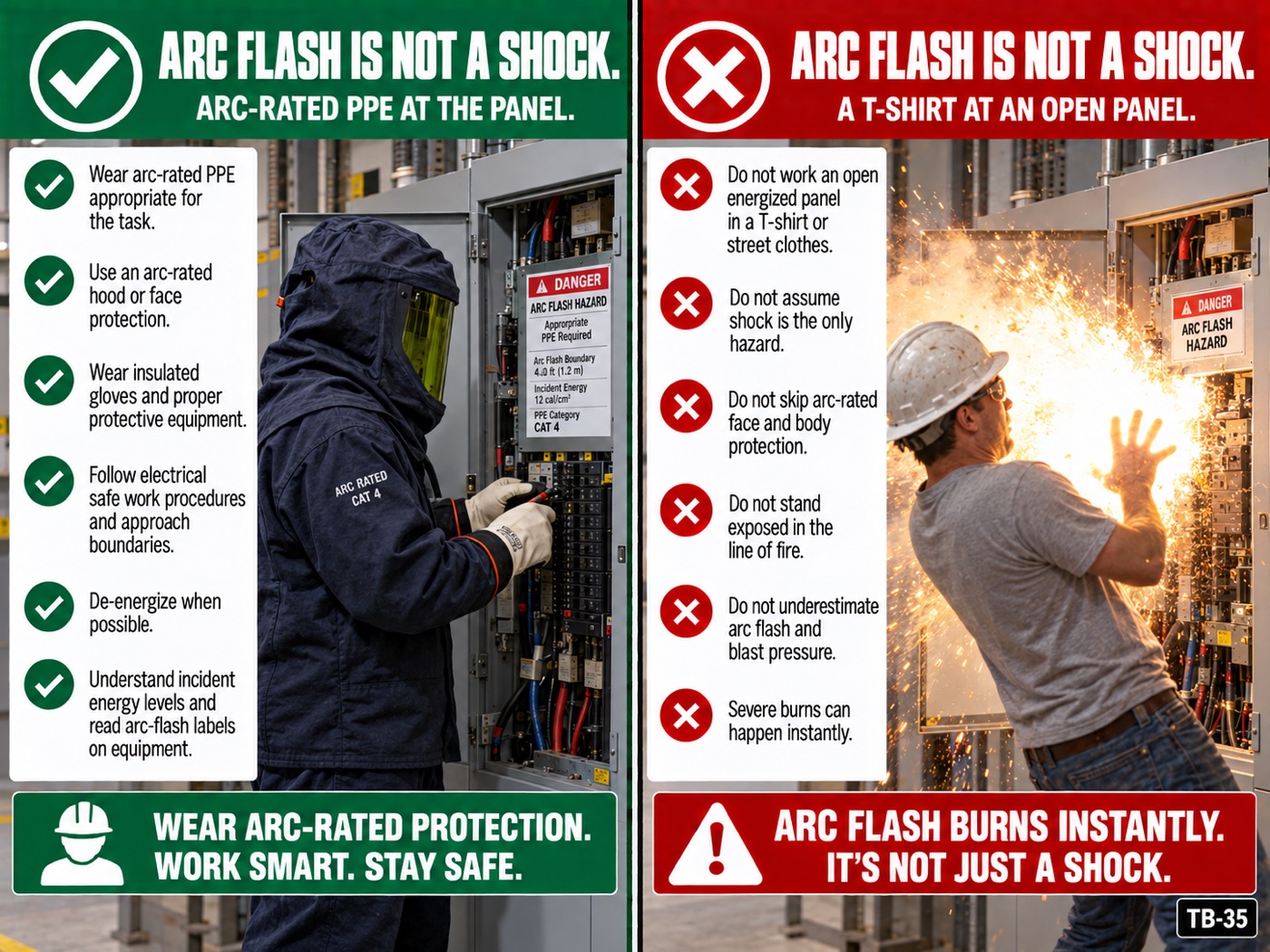 Arc flash is not a shock: the placard for this talk
