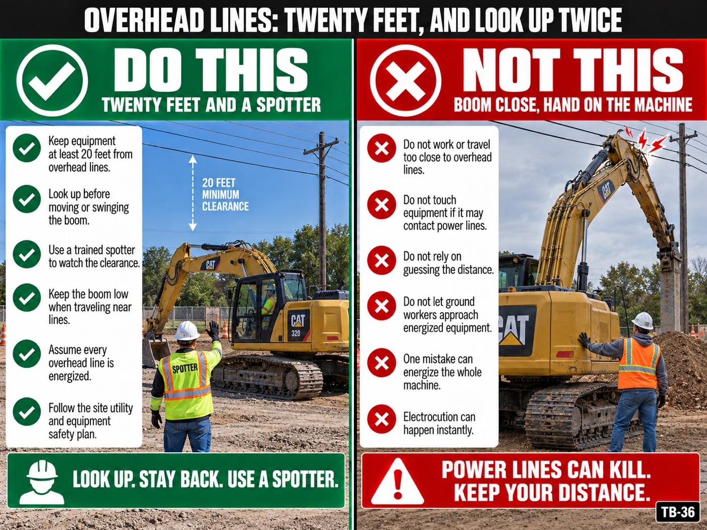Overhead lines: twenty feet, and look up twice: the placard for this talk