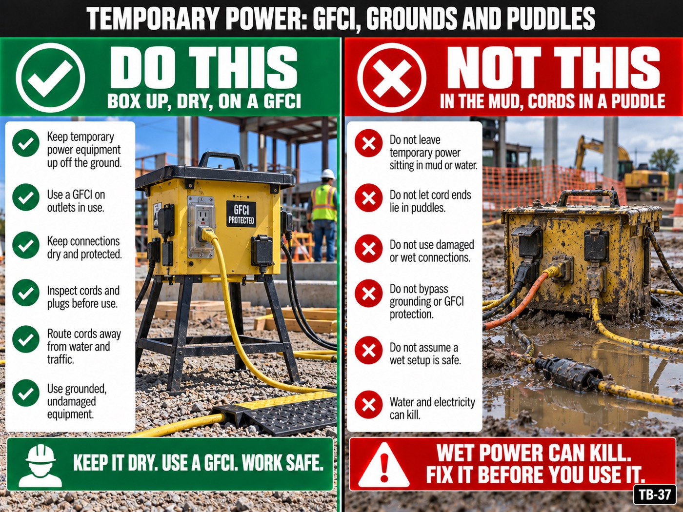 Temporary power: GFCI, grounds and puddles: the placard for this talk