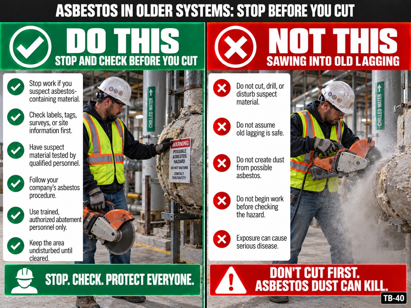 Asbestos in older systems: stop before you cut: the placard for this talk