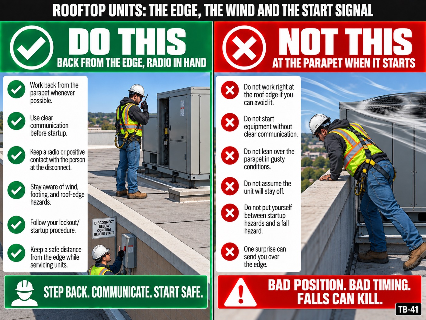 Rooftop units: the edge, the wind and the start signal: the placard for this talk