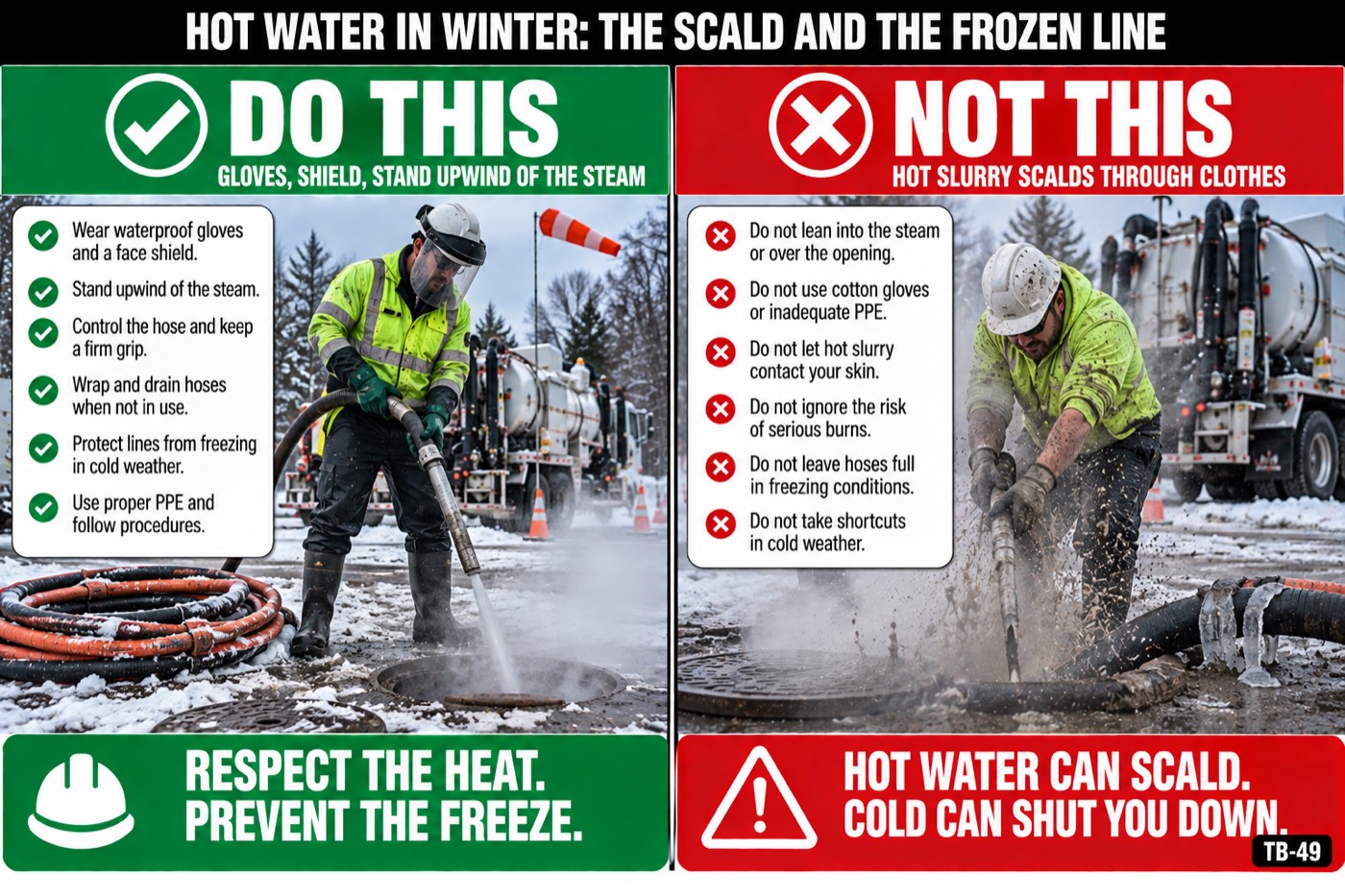 Hot water in winter: the scald and the frozen line: the placard for this talk