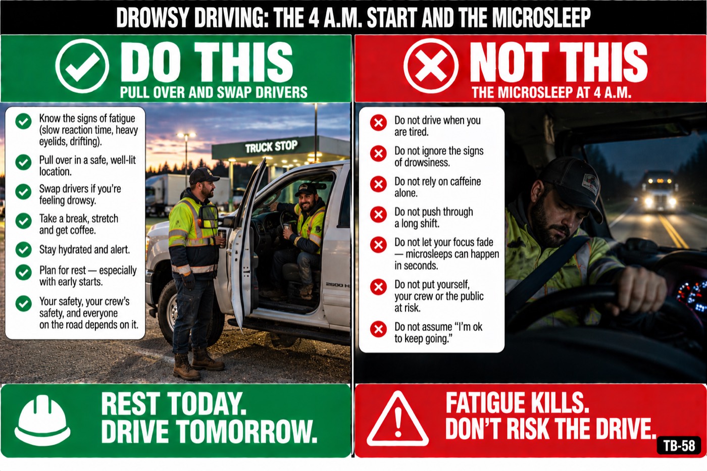 Drowsy driving: the 4 a.m. start and the microsleep: the placard for this talk