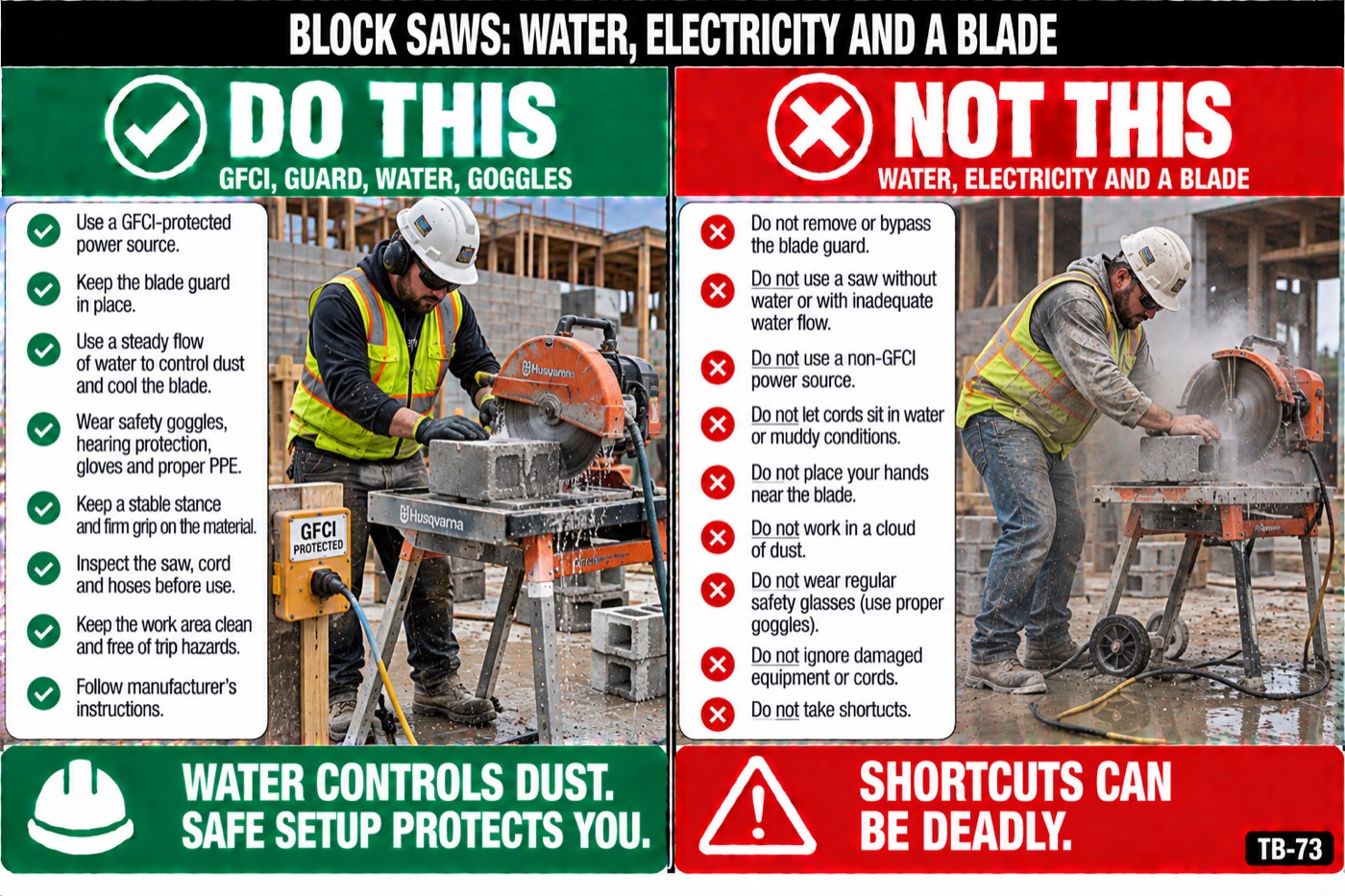 Block saws: water, electricity and a blade: the placard for this talk