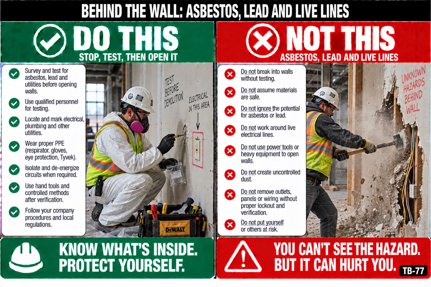 Behind the wall: asbestos, lead and live lines: the placard for this talk