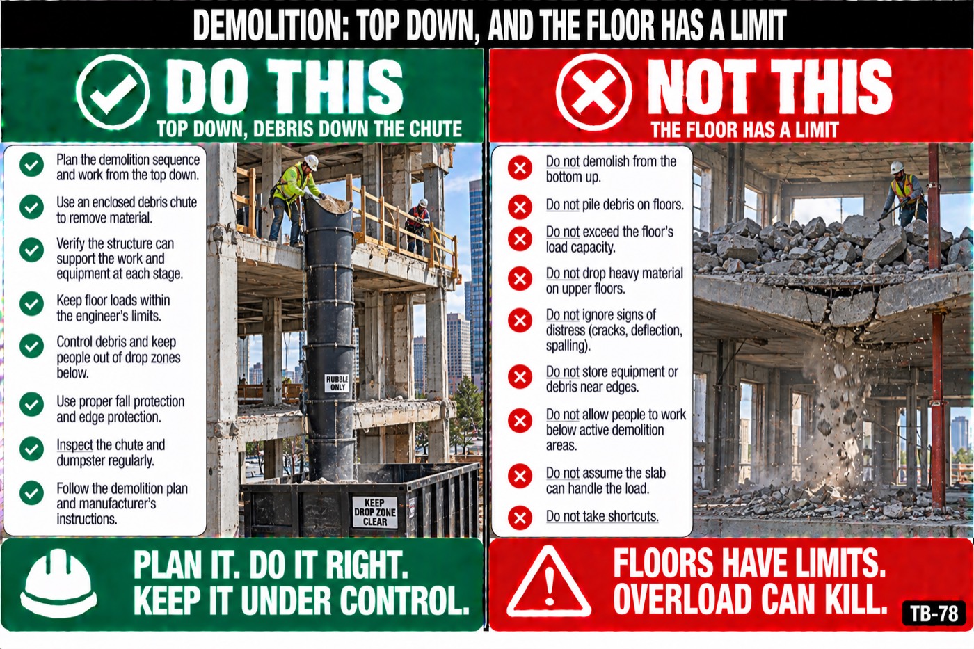 Demolition: top down, and the floor has a limit: the placard for this talk