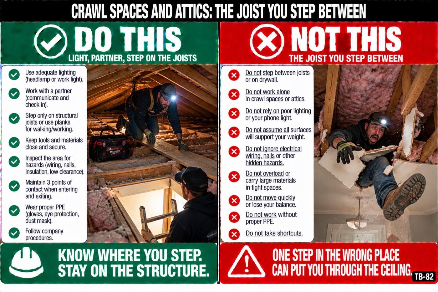 Crawl spaces and attics: the joist you step between: the placard for this talk