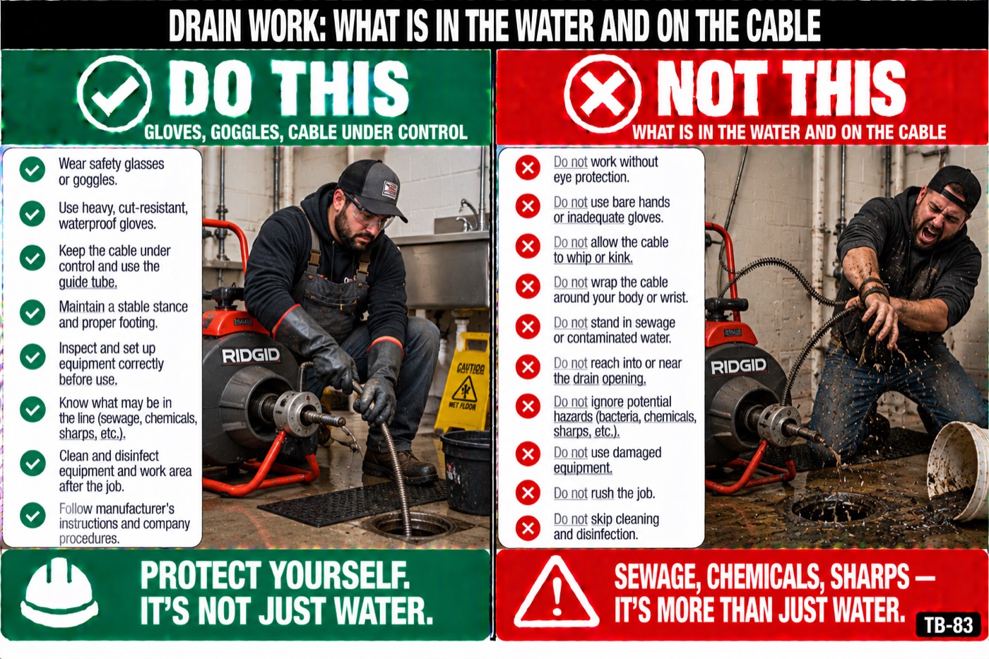 Drain work: what is in the water and on the cable: the placard for this talk