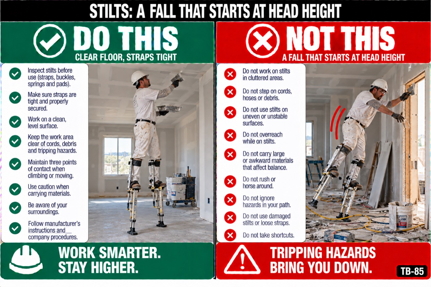 Stilts: a fall that starts at head height: the placard for this talk