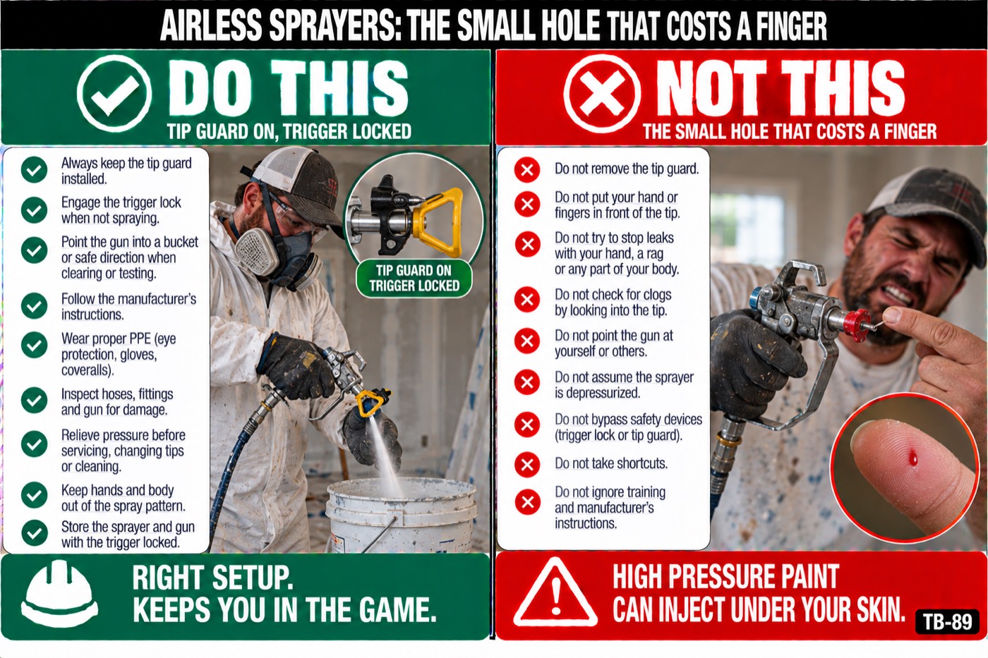 Airless sprayers: the small hole that costs a finger: the placard for this talk