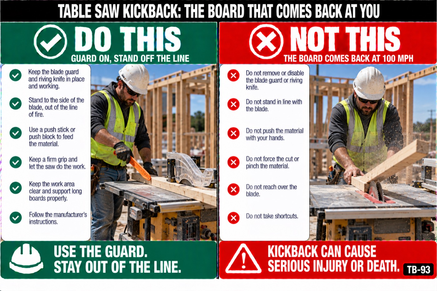 Table saw kickback: the board that comes back at you: the placard for this talk